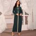 Ba031 Hooded With Studs Diamond Avocado Green Hand-Sewn Diamond Robe Women's Wear_ecoleips.com