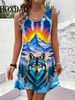 2026 Fashion Women's Dress Funny Tie Dye Puppy 3D Printed Loose Casual Vest Round Neck Dress Summer Streetwear Sleeveless Dress_ecoleips.com