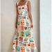 Voya New Product! Recommended Women's 2026 Spring New Fashion Vacation Style Graffiti Printed Strap Dress_ecoleips.com