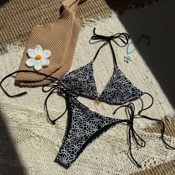2025 New European And American Style Sexy Two-Piece Bikini Swimsuit For Women, Halter Neck Tie-Up, Best-Selling Popular_ecoleips.com