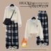 Women's Clothing Women's Color Block Fleece Lined Collared Top And Wide Leg Pants Set Versatile Stylish Design Relaxed Fit_ecoleips.com