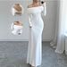 Sexy Cross-Back Bodycon Dress – Long Sleeve Wrap Front Bandage Midi Dress (Black/White, S-XL)_ecoleips.com