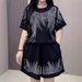 Plus Size Sequined Two Piece Set Women's Casual Chic Slimming Fit Summer Fashion Curvy_ecoleips.com