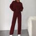 Loose-Fitting Hooded Knit Striped Sweatshirt Set With Long Sleeves Wholesale Casual Women's Clothing_ecoleips.com