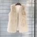 Women's Clothing Tuscan fox fur winter mid length fur vest warm female vest coat soft_ecoleips.com