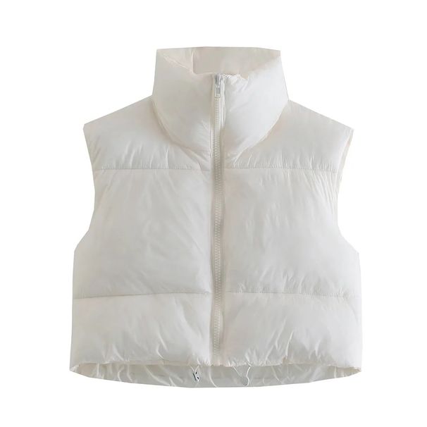 Women's new cotton-padded vest zipper standing collar vest_ecoleips.com