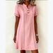 Women's Patchwork Printed Shirt Dress Casual V Neck Short Sleeves Summer New_ecoleips.com