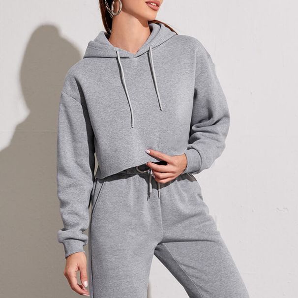 Women's Oversized Cropped Hoodie - Thick Y2K Streetwear Pullover With Drawstring Hood, Short Length For Fall & Winter Fashion_ecoleips.com