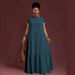 Women's plus Size Loose Fit Dress European American Summer New Style Solid Color Ruffle Sleeve_ecoleips.com