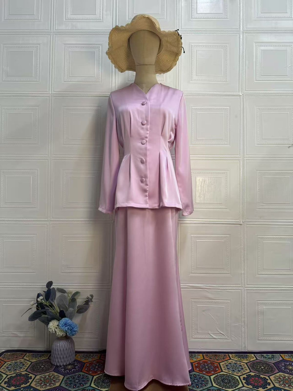 Modest Abaya Dress Women's Retro Elegant Long Dress Set Soft Solid Color Comfortable Temperament Spring Long Sleeves Polyester_ecoleips.com
