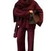 Women’s Clothing Fashion New Lazy Loose High End Knitted Sweater With Scarf Suit For Women_ecoleips.com