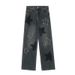 Women's Star Denim Cargo Pants, Autumn American Retro Street Style, Draped High Waist Loose Straight Wide Leg Long_ecoleips.com
