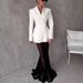 Women's Clothing Long Sleeve Satin Top Suit Loose Stretch Yarn Mesh Skirt Two-piece Set_ecoleips.com