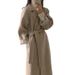 Women's Mid-length Woolen Suit Collar Loose Tie Double-sided Woolen Coat_ecoleips.com