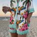 Women's Resort Style Printed Collared Shirt And Shorts Set Short Sleeve Summer Outfit_ecoleips.com