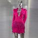 Luxury Women's Sexy Low Cut Sequined Pearl Dress Rhinestone Fashion Party Performance Suit Dress_ecoleips.com