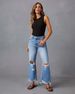New Arrival Wide-leg Pants Tassel Washed Ripped High-waist Jeans Straight Casual Trousers Women's_ecoleips.com
