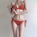 Red Striped Bikini Women's Two Piece Swimsuit Sexy Pure Delicate Vacation Style Hot Spring American Design_ecoleips.com