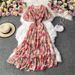 Women's Slimming Waist Super Fairy Temperament V-neck Floral Dress_ecoleips.com