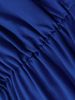 Women PuffSleeve ShirtCollar RoyalBlue 3DFloral HiLoHem Midi Dress ElegantRetro SpringSummer Chic Party Club Lightweight Dress_ecoleips.com