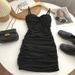 Women's Clothing Slightly Fat Mm Twisted Cross Pleated Dress With Chest Pads For Women In Summer New Sexy Hot Girl Hip Short Skirt_ecoleips.com