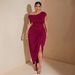 Summer 2026 Slim-Fit Long European And American Style Sexy Waist-Cinching Twist Knot Slit Short-Sleeve Dress_ecoleips.com
