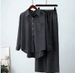plus Size Loose Fit Long Sleeve Shirt And Wide Leg Pants Stretch Wrinkled Fashionable Sports Suit For Women_ecoleips.com