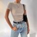 Women's Clothing Spring And Summer New Products Slim Fit Versatile Pleated Round Neck Knitted Short Sleeved T Shirt_ecoleips.com
