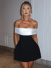 Mozision Bow Backless Sexy Mini Dress For Women Robe Elegant Off-shoulder Strapless Sleeveless A-line Club Sexy Dress Vestido_ecoleips.com