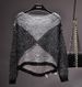 Cross-border Hot Selling European And American Hollow Sequins Loose Knitwear Pullover Bright Silk Base Shirt Long Sleeve Round Neck Top For Women_ecoleips.com