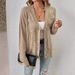 Sexy Knit Cardigan Set – Chic Open-Front Acrylic Sweater With Lace Trim (Khaki, S/M/L)_ecoleips.com