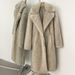 Elegant Longline Faux Fur Coat For Women - Notch Lapel Winter Jacket With Fringe Details, Warm & Stylish Outerwear For Office & Evening Occasions_ecoleips.com