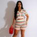 Women's Clothing New Beach Suits Sexy Knitted Contrast Color Short Sleeved Shorts Casual Two Piece Suit_ecoleips.com