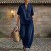 Women's Summer Loose Casual Two Piece Set Comfortable Minimalist Denim Solid Color_ecoleips.com