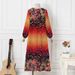 2025 Autumn Fashion Print Dress for Women Polyester Cross Border Trade Suitable for European And American Markets_ecoleips.com