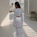 Sexy Hollow Lace For Women 2025 Summer New Round Neck Slim Top + Skirt Two-Piece Set_ecoleips.com