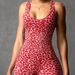 Seamless Leopard Print Cross-strap One-piece Shorts Outfit, Fitness Tight-fitting High-elasticity Yoga Tank Top With_ecoleips.com