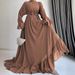 Women’s Clothing Muslim New Chiffon Solid Color Long Belt Fashion Elegant Dress_ecoleips.com