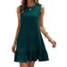 Women's Casual Fashionable Round Neck Sleeveless Dress Solid Color Summer Fashion Style_ecoleips.com