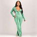 Fashion Women's Color Block Loose Fitting Bodycon Dress American Style Printed Casual V Neck Long Sleeve Dress_ecoleips.com