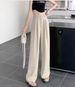 Women's High-Waisted Dress Pants, Straight Leg Trousers With Flowy Drape, Casual Office Pants For Comfort_ecoleips.com