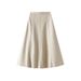 Leather Midi For Women 2025 Autumn Winter High Waist Elegant Mid-Length A-Line Pencil Skirt Q801_ecoleips.com