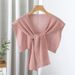 Women's Clothing Fashionable And Versatile Knitted Knotted Outer Wear Knitted Shawl Female New Air Conditioned Room Shoulder Guard Waistcoat_ecoleips.com
