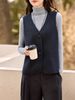 Carbon Gray V-neck Outerwear 2025 Autumn And Winter Simple Trendy Double-sided Woolen Vest For Women_ecoleips.com