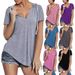 Women's Clothing Large Size Women's Spring And Summer New V Neck Sports Loose Short Sleeved T Shirt_ecoleips.com