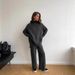 Gothic Chic Knit Set – High Neck Slit Sweater & Wide-Leg Pants (Winter Collection)_ecoleips.com