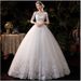 French Retro Wedding Dresses Off-Shoulder Long Sleeved Tulle Gowns Floor Length Simple Style New_ecoleips.com