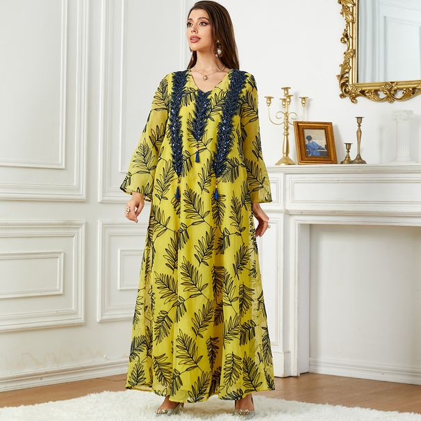 Women's Clothing embroidered dress Muslim women's evening dress Middle Eastern robe_ecoleips.com