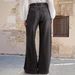 Women's Stretch mid Rise Wide Leg Jeans Casual Solid Color Straight Leg Denim for Spring/Autumn Summer Export to Europe And America_ecoleips.com