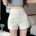 Women's High-Waisted Slimming A-Line Suit Shorts White Summer Thin Style Anti-Exposure Hot Pants_ecoleips.com